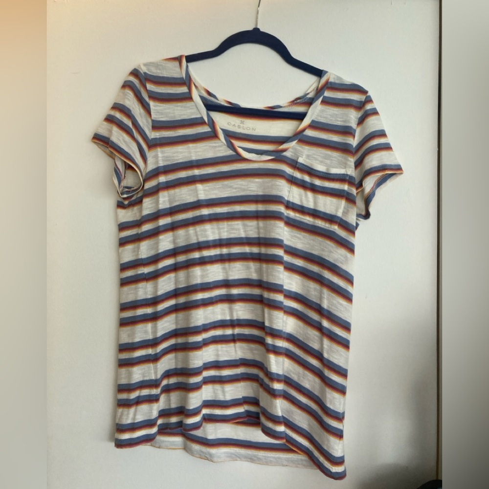 Caslon Multicolor Striped Short Sleeve Top